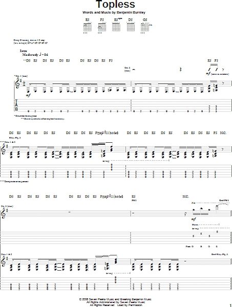 open zoom image for Topless - Guitar TAB, New, Main
