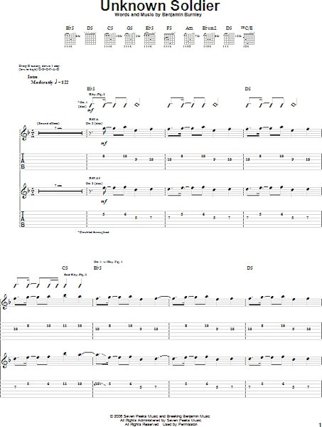 open zoom image for Unknown Soldier - Guitar TAB, New, Main