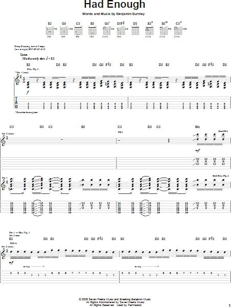 open zoom image for Had Enough - Guitar TAB, New, Main
