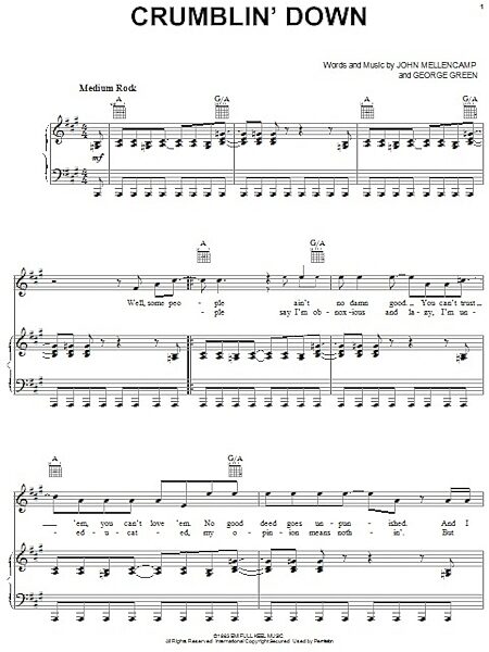 open zoom image for Crumblin' Down - Piano/Vocal/Guitar, New, Main