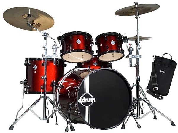 open zoom image for ddrum Diablo Player 5-Piece Drum Kit, Red with Black Hardware
