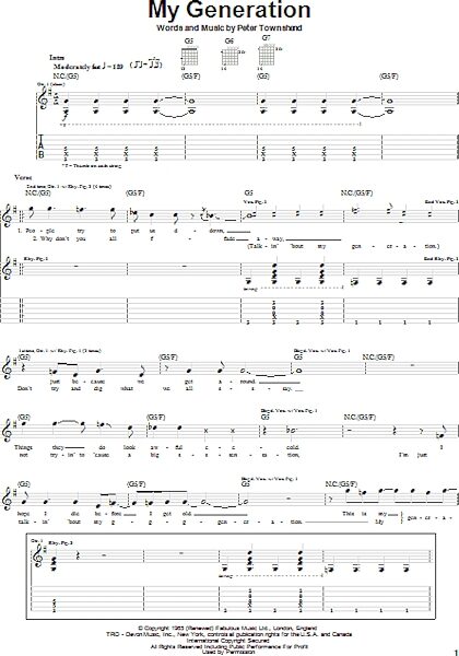 open zoom image for My Generation - Guitar TAB, New, Main