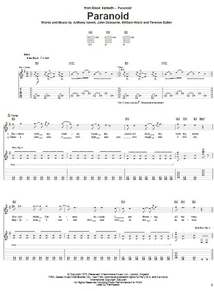 open zoom image for Paranoid - Guitar TAB, New, Main