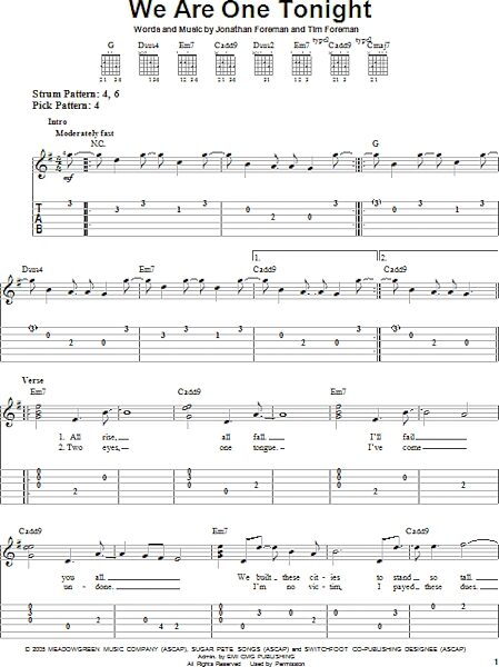 open zoom image for We Are One Tonight - Easy Guitar with TAB, New, Main