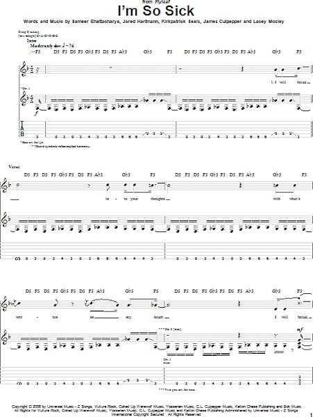 open zoom image for I'm So Sick - Guitar TAB, New, Main