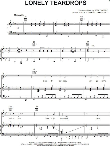 open zoom image for Lonely Teardrops - Piano/Vocal/Guitar, New, Main