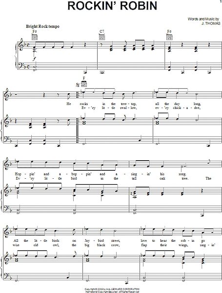 open zoom image for Rockin' Robin - Piano/Vocal/Guitar, New, Main