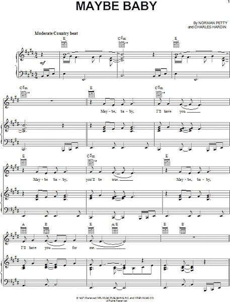 open zoom image for Maybe Baby - Piano/Vocal/Guitar, New, Main