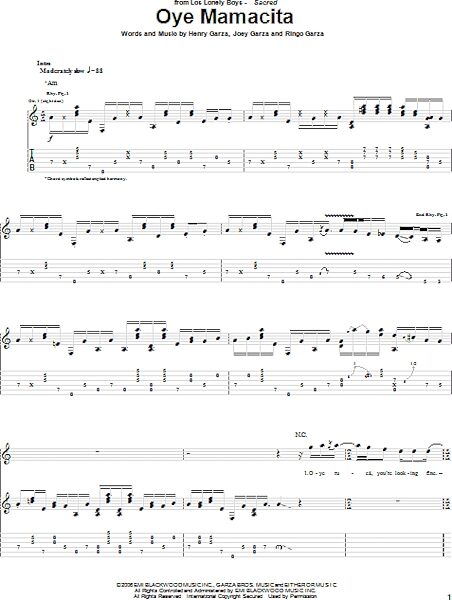 open zoom image for Oye Mamacita - Guitar TAB, New, Main
