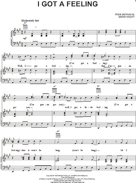 open zoom image for I Got A Feeling - Piano/Vocal/Guitar, New, Main