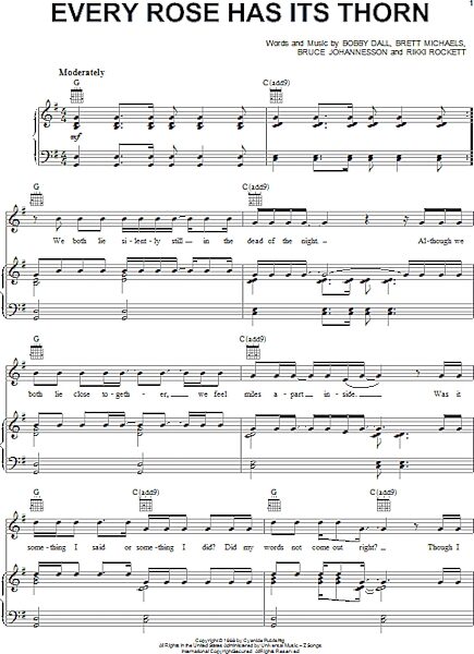 open zoom image for Every Rose Has Its Thorn - Piano/Vocal/Guitar, New, Main