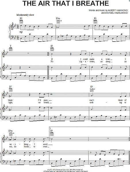 open zoom image for The Air That I Breathe - Piano/Vocal/Guitar, New, Main