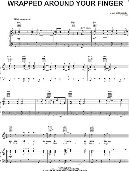 open zoom image for Wrapped Around Your Finger - Piano/Vocal/Guitar, New, Main