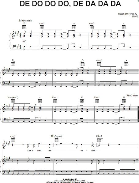open zoom image for De Do Do Do, De Da Da Da - Piano/Vocal/Guitar, New, Main