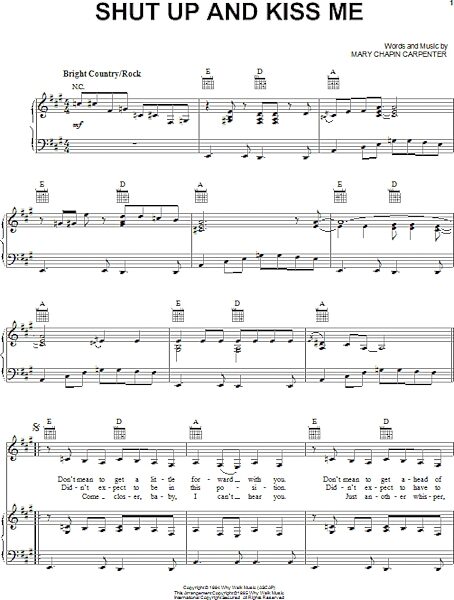 open zoom image for Shut Up And Kiss Me - Piano/Vocal/Guitar, New, Main