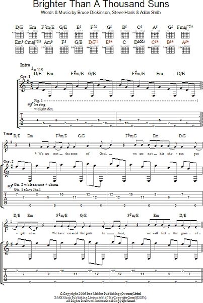 open zoom image for Brighter Than A Thousand Suns - Guitar TAB, New, Main