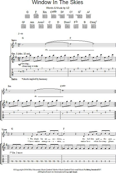 open zoom image for Window In The Skies - Guitar TAB, New, Main