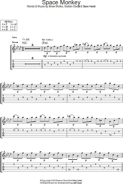 open zoom image for Space Monkey - Guitar TAB, New, Main