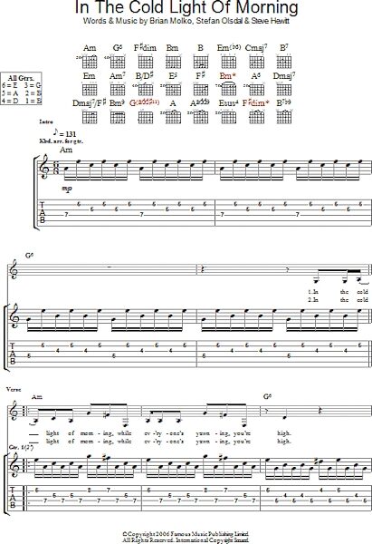 open zoom image for In The Cold Light Of Morning - Guitar TAB, New, Main