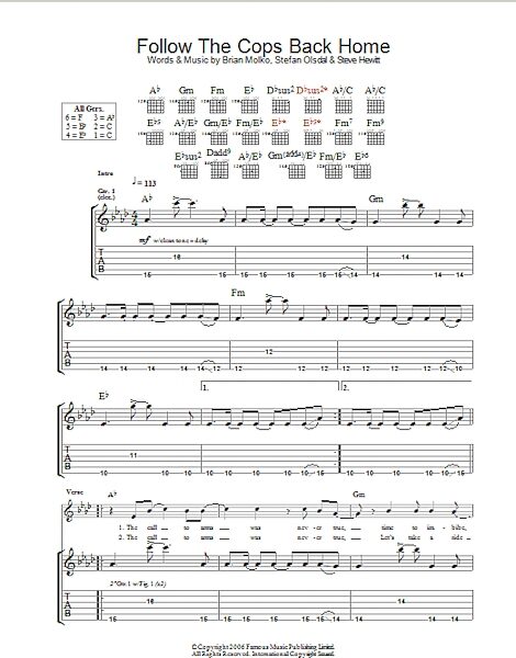 open zoom image for Follow The Cops Back Home - Guitar TAB, New, Main