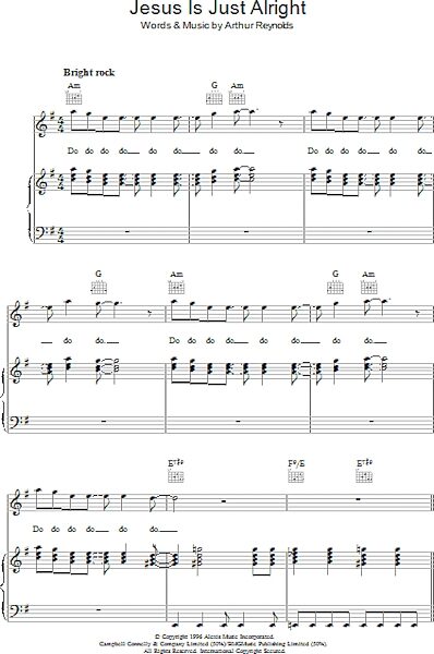 open zoom image for Jesus Is Just Alright - Piano/Vocal/Guitar, New, Main