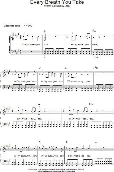 open zoom image for Every Breath You Take - Piano/Vocal/Guitar, New, Main