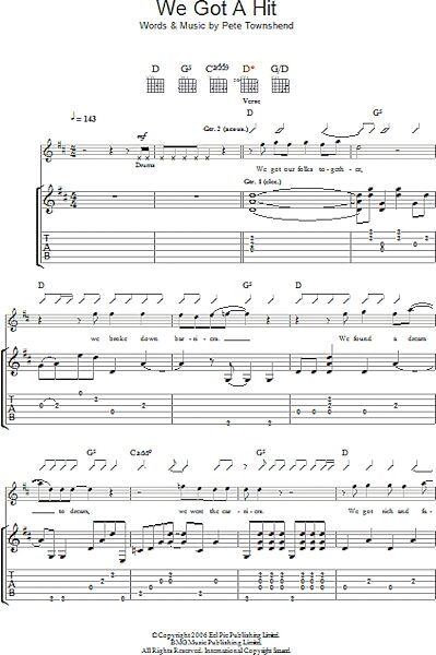 open zoom image for We Got A Hit - Guitar TAB, New, Main