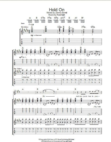 open zoom image for Hold On - Guitar TAB, New, Main