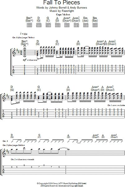 open zoom image for Fall To Pieces - Guitar TAB, New, Main