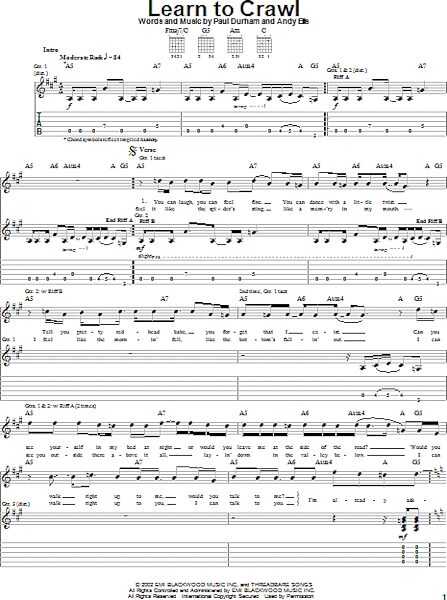 open zoom image for Learn To Crawl - Guitar TAB, New, Main