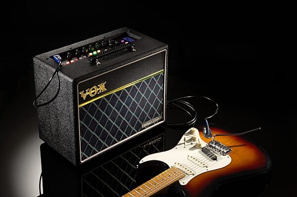 open zoom image for Vox VT20X Modeling Guitar Combo Amplifier (20 Watts, 1x8"), Classic Blue, Action Position Back