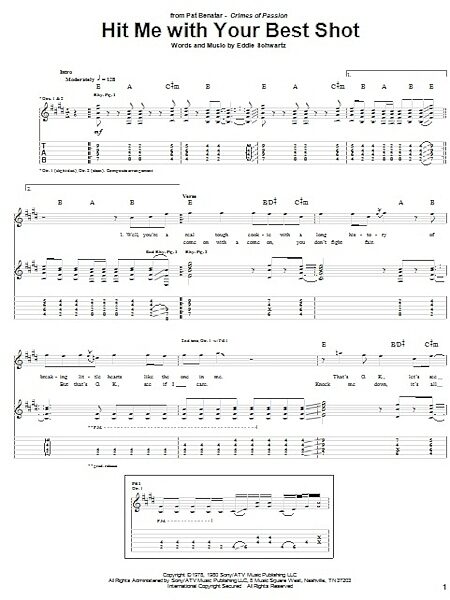 open zoom image for Hit Me With Your Best Shot - Guitar TAB, New, Main