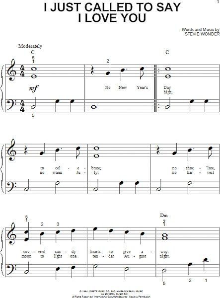 open zoom image for I Just Called To Say I Love You - Big Note Piano, New, Main