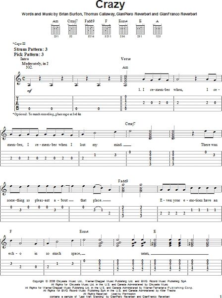 open zoom image for Crazy - Easy Guitar with TAB, New, Main