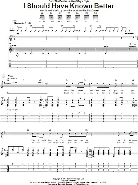 open zoom image for I Should Have Known Better - Guitar TAB, New, Main
