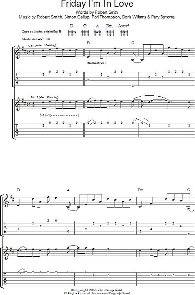 open zoom image for Friday I'm In Love - Guitar TAB, New, Main
