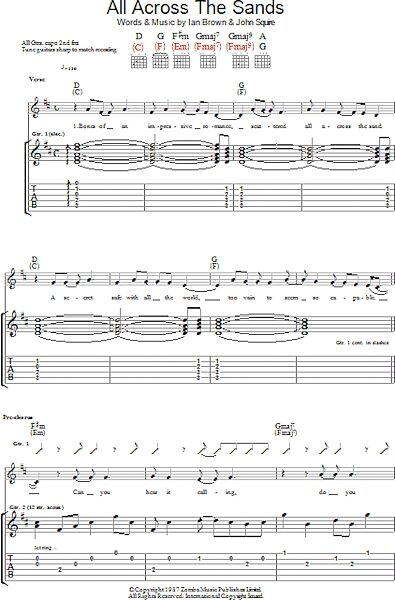 open zoom image for All Across The Sands - Guitar TAB, New, Main