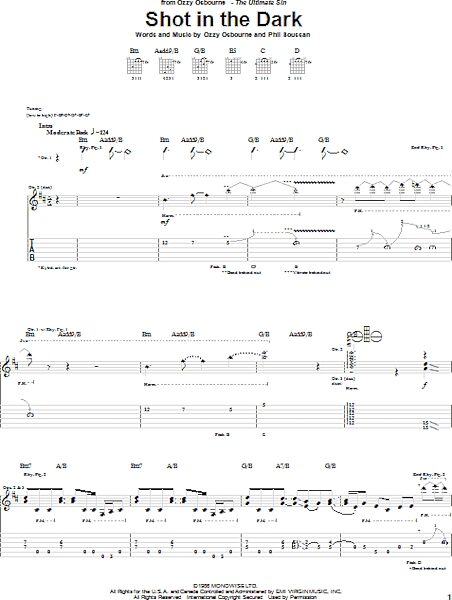 open zoom image for Shot In The Dark - Guitar TAB, New, Main