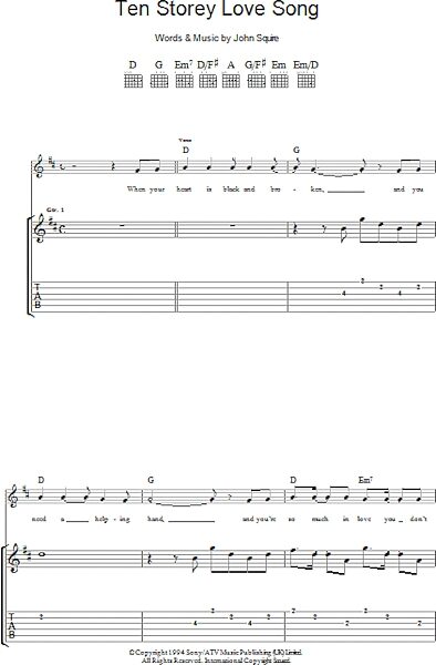 open zoom image for Ten Storey Love Song - Guitar TAB, New, Main