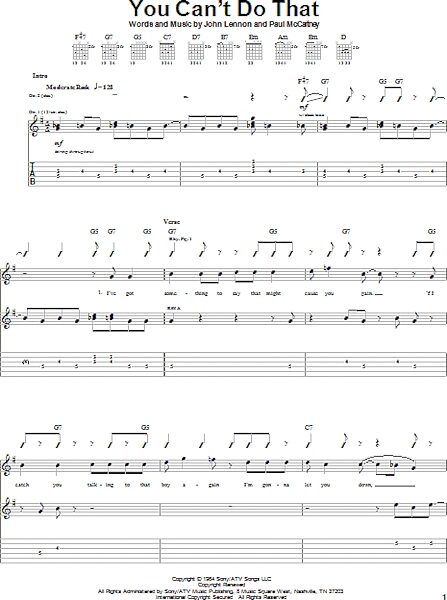 open zoom image for You Can't Do That - Guitar TAB, New, Main
