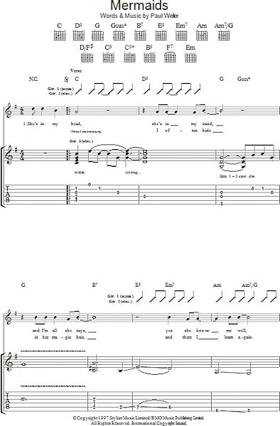 open zoom image for Mermaids - Guitar TAB, New, Main