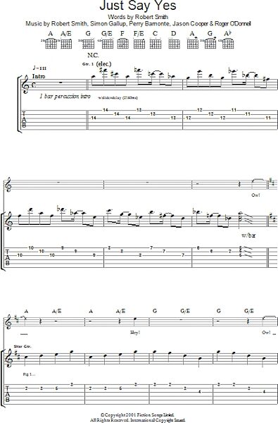 open zoom image for Just Say Yes - Guitar TAB, New, Main