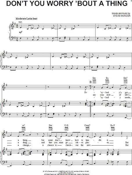 open zoom image for Don't You Worry 'Bout A Thing - Piano/Vocal/Guitar, New, Main