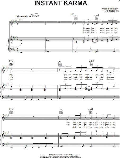 open zoom image for Instant Karma - Piano/Vocal/Guitar, New, Main