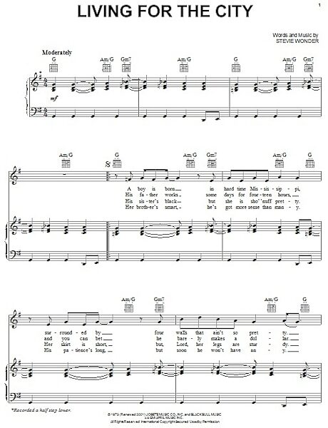 open zoom image for Living For The City - Piano/Vocal/Guitar, New, Main