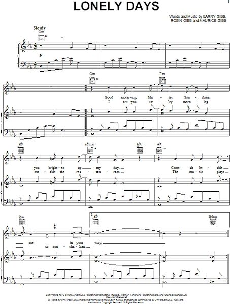 open zoom image for Lonely Days - Piano/Vocal/Guitar, New, Main