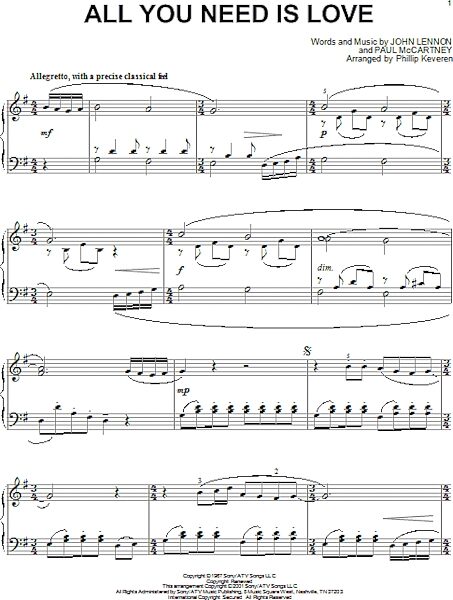 open zoom image for All You Need Is Love - Piano Solo, New, Main