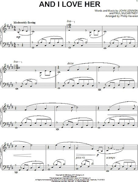 open zoom image for And I Love Her - Piano Solo, New, Main