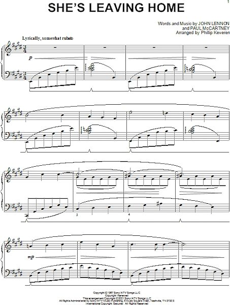 open zoom image for She's Leaving Home - Piano Solo, New, Main