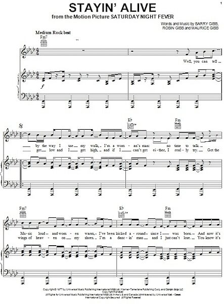 open zoom image for Stayin' Alive - Piano/Vocal/Guitar, New, Main